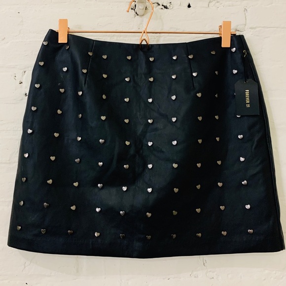 Forever 21 Dresses & Skirts - NWT Forever 21 Heart-Studded Faux Leather Skirt